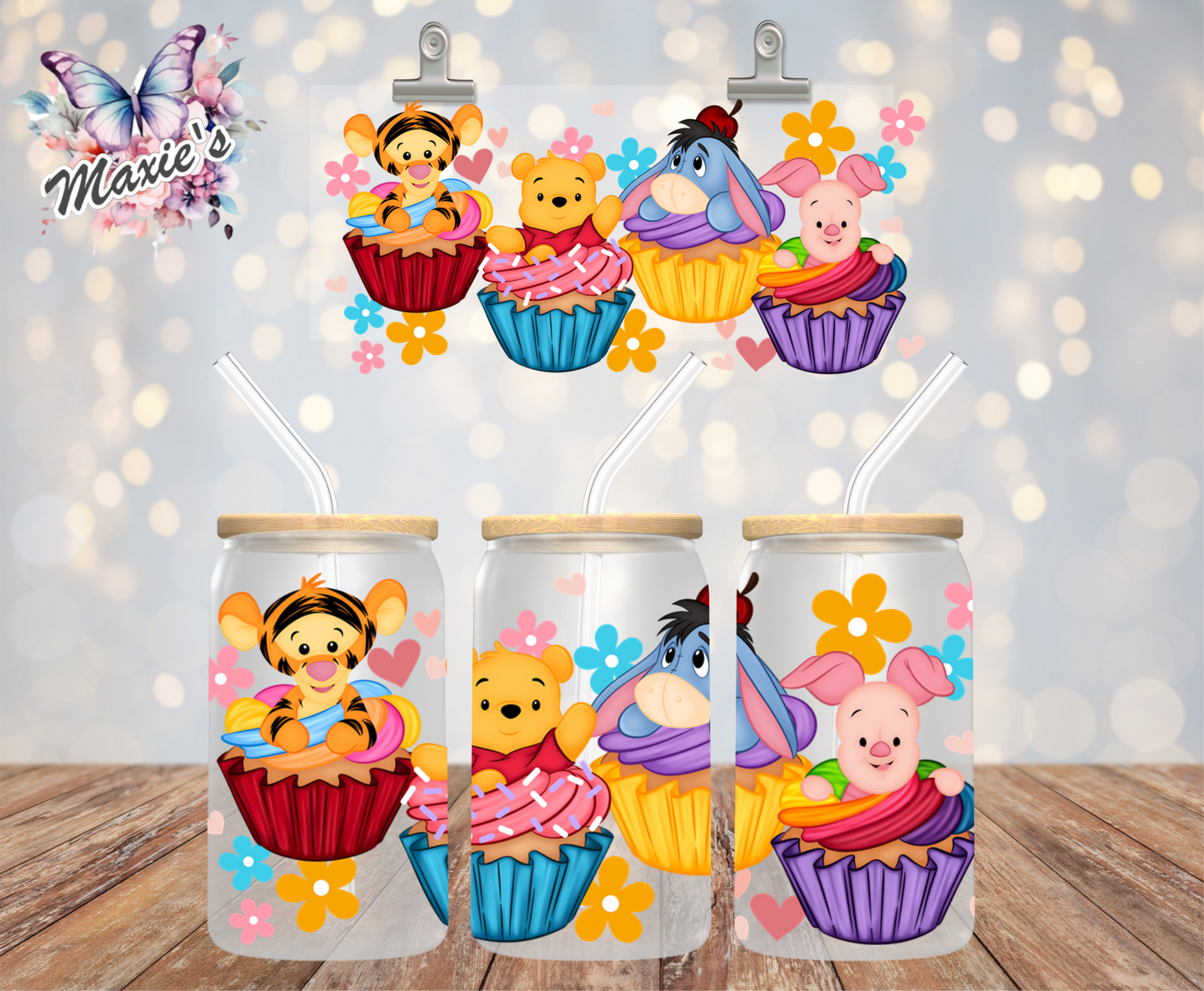 Winnie The Pooh & Friends Cup Cakes Graphic Design 16oz. UVDTF Cup Wrap