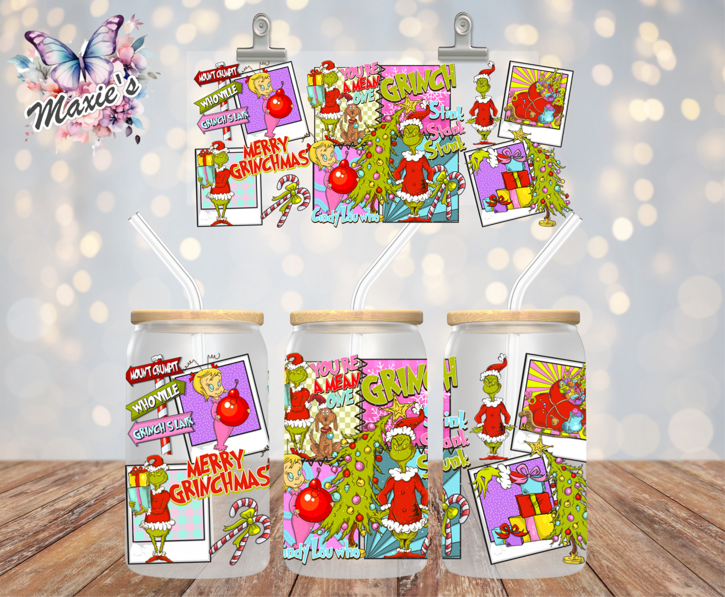 Merry Grinchmas WooVille Graphic Design 16oz. UVDTF Cup Wrap