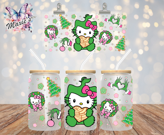 Baby Kitty Grinchmas & Concha Graphic Design 16oz. UVDTF Cup Wrap