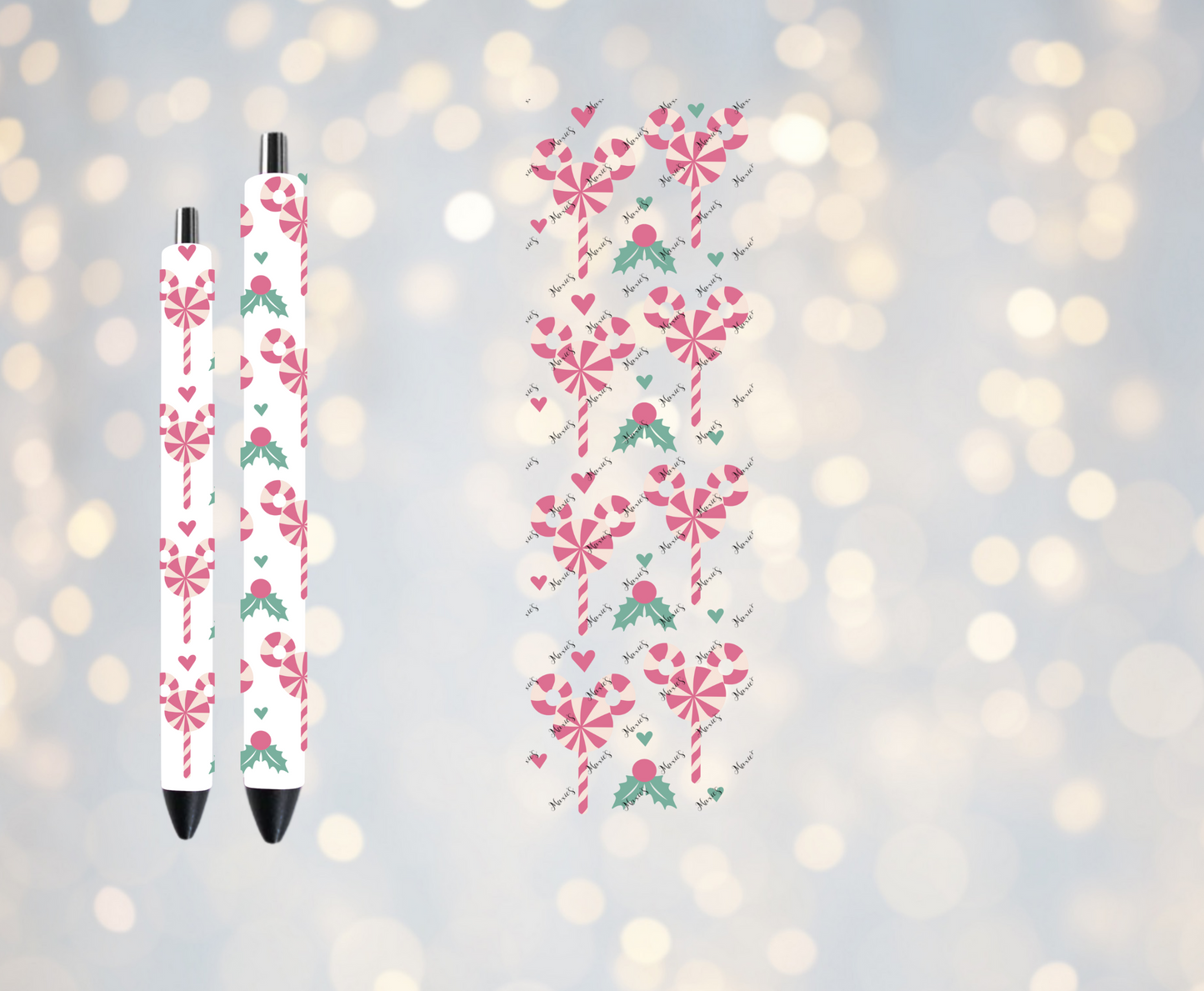 Candy Cane 🍬 Mouse Theme UVDTF Pen Wrap/Bookmark Decal