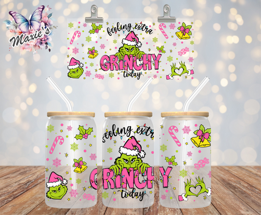 Feeling Extra Grinchy Today Graphic Design 16oz UVDTF Cup Wrap