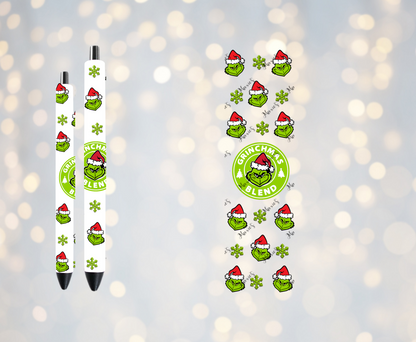 Classic Grinch Graphic Design UVDTF Pen Wrap/Bookmark Decal