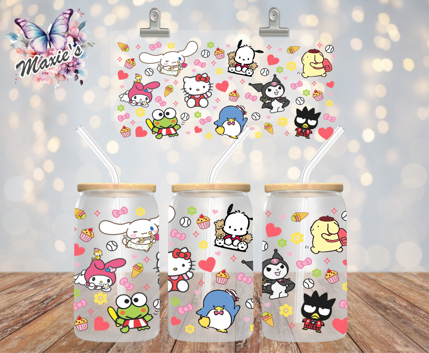 Happy Kawaii Friends Graphic Design 16oz. UVDTF Cup Wrap