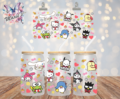 Happy Kawaii Friends Graphic Design 16oz. UVDTF Cup Wrap