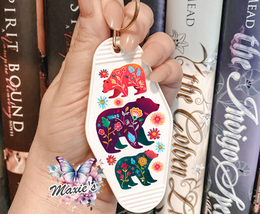 Floral Bears UVDTF Motel Keychain Decal