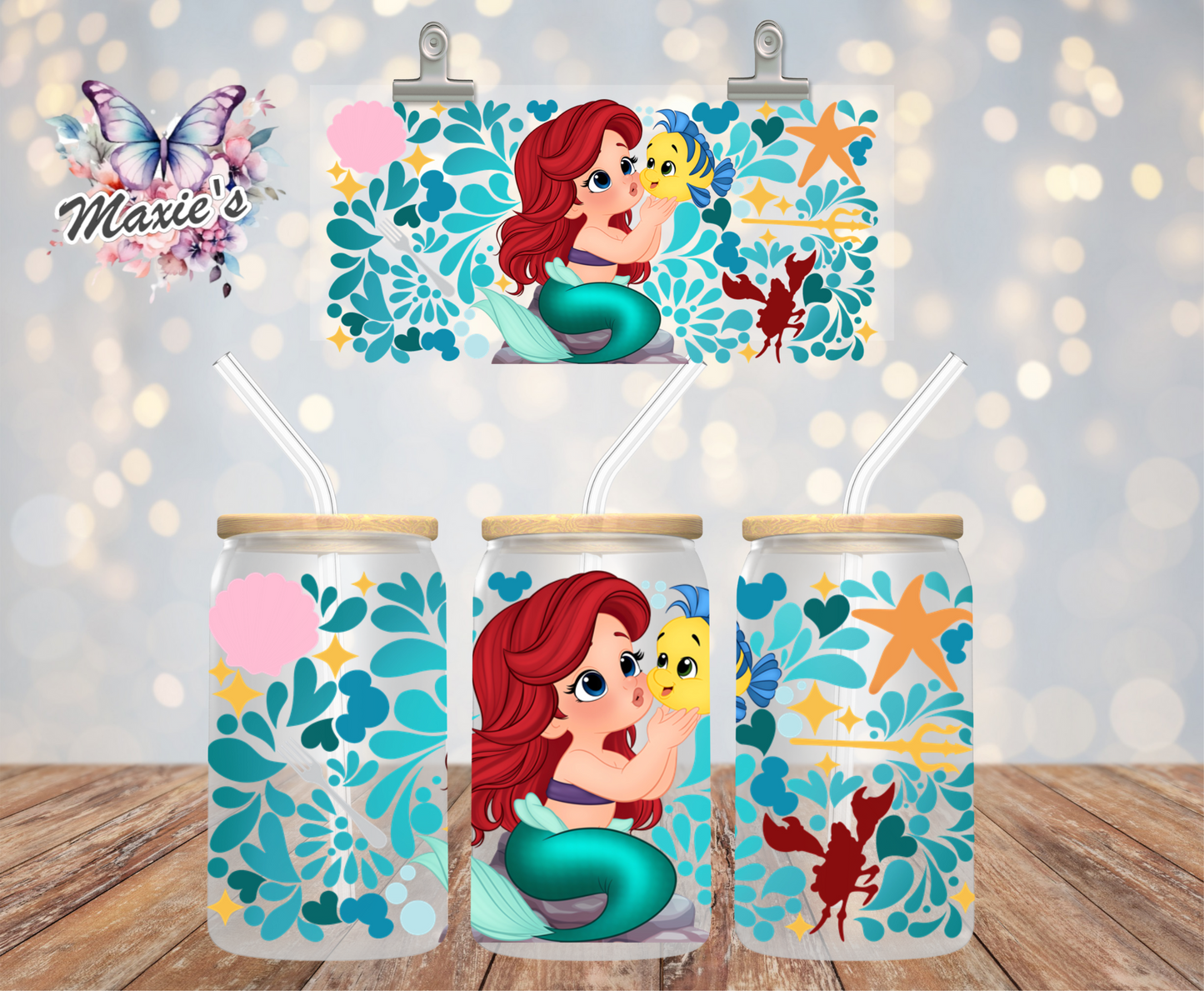 Ariel & Flounder Graphic Design 16oz. UVDTF Cup Wrap