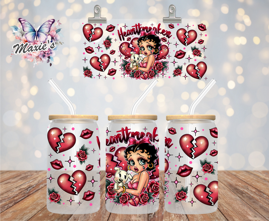 Heart Breaker 💔 Miss Betty Boop Graphic Design 16oz. UVDTF Cup Wrap