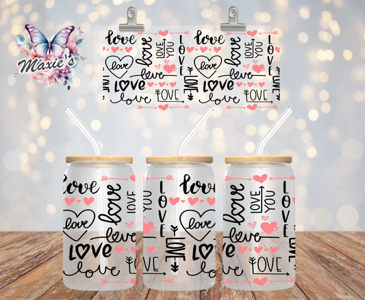 ✨️Double-Sided✨️ Love Language Monogram Graphic Design 16oz. UVDTF Cup Wrap