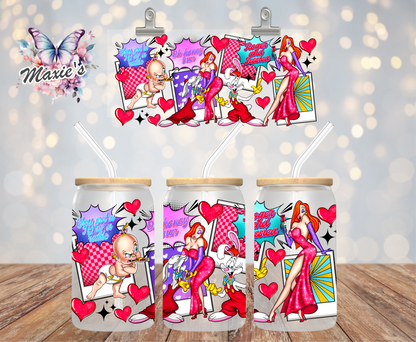 Roger Rabbit 🐇 & Missy Jessica Silly Romance Graphic Design 16oz. UVDTF Cup Wrap