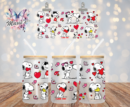 I Love U Snoopy Graphic Design 16oz. UVDTF Cup Wrap