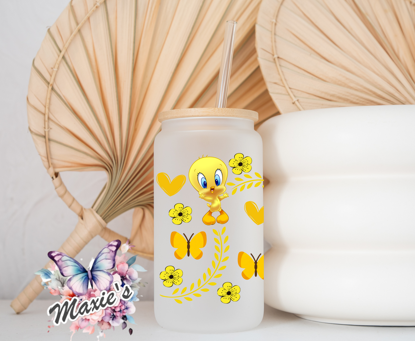 Floral Sweet Tweety Bird Graphic Design 16oz. UVDTF Cup Wrap