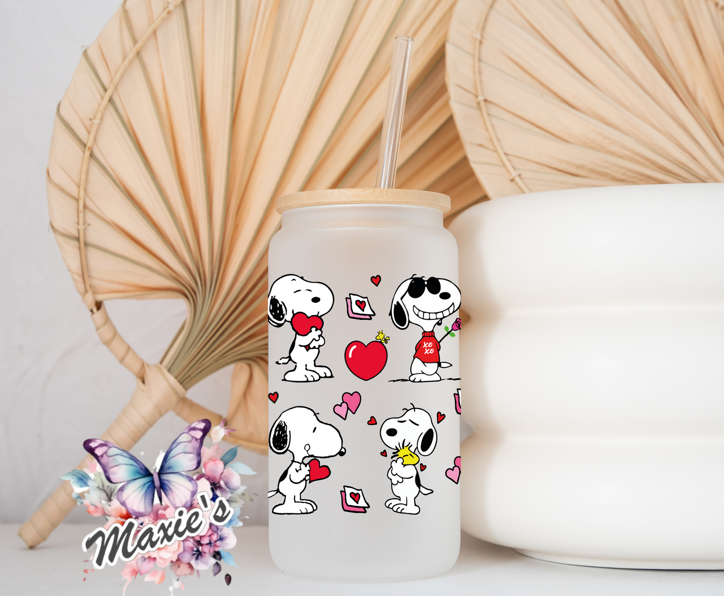 I Love U Snoopy Graphic Design 16oz. UVDTF Cup Wrap