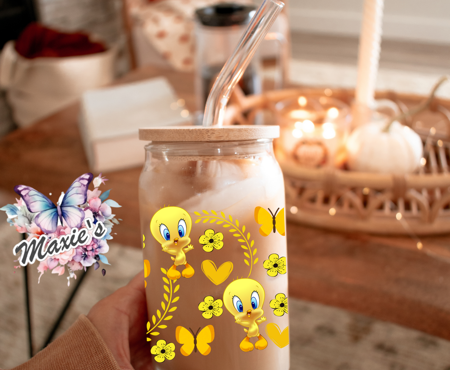 Floral Sweet Tweety Bird Graphic Design 16oz. UVDTF Cup Wrap