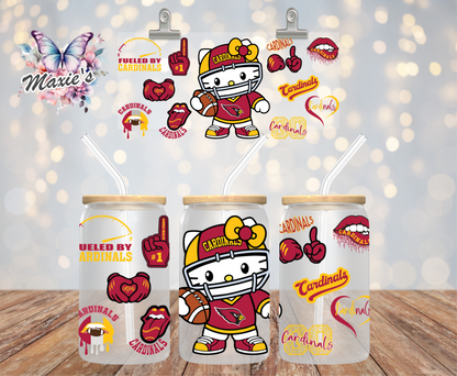 Arizona Cardinals/Big Red Hello-Kitty Graphic Design 16oz. UVDTF Cup Wrap