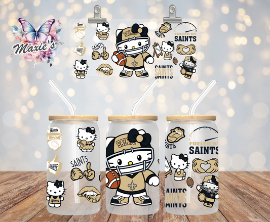 New Orleans Saints/ Gumbo Hello-Kitty Graphic Design 16oz. UVDTF Cup Wrap