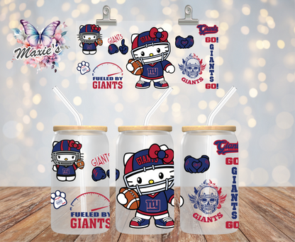 New York Giants/Big Blue Hello-Kitty Graphic Design 16oz. UVDTF Cup Wrap