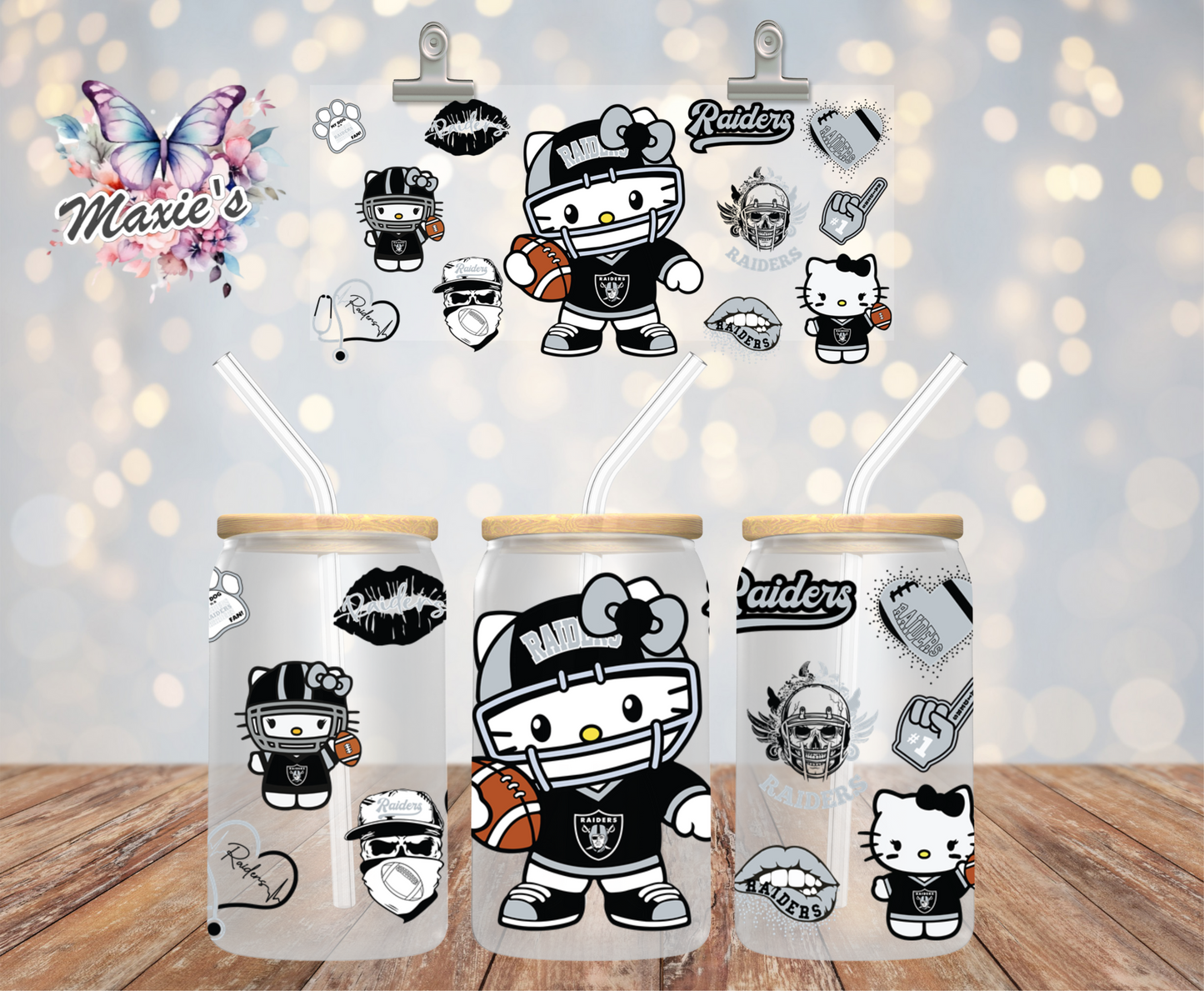 Las Vegas Raiders/ Rusher Hello-Kitty Graphic Design 16oz. UVDTF Cup Wrap