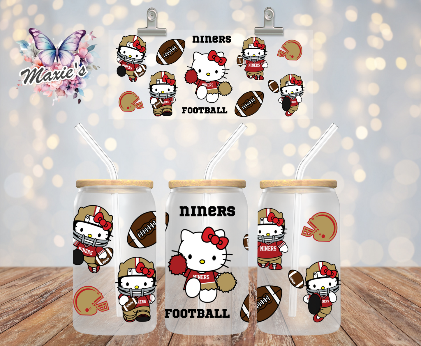 San Francisco 49ers/ Sourdough Sam Hello-Kitty Graphic Design 16oz. UVDTF Cup Wrap