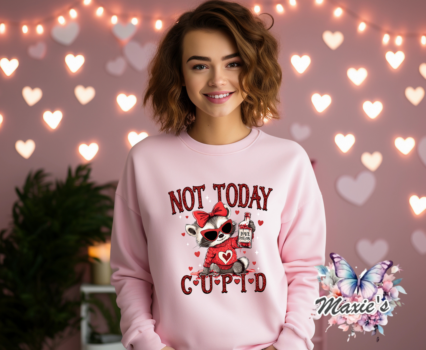 Not Today CUPID! Silly Cute Racoon Graphic Design DTF Transfer Print