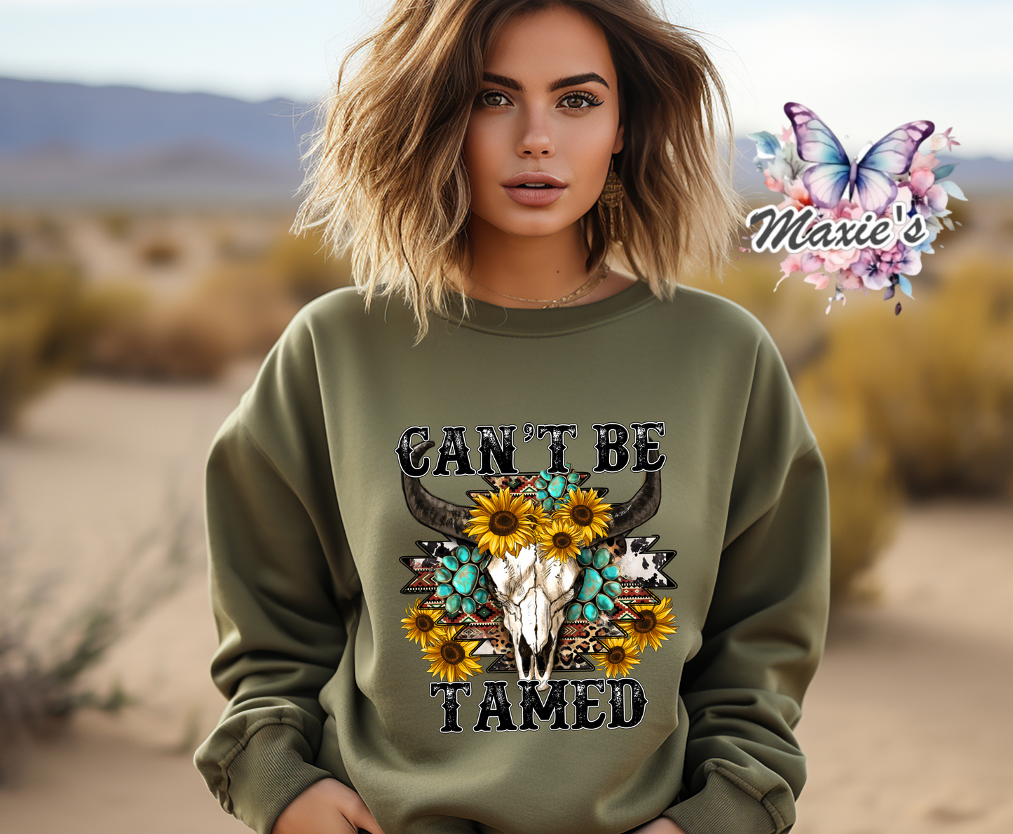 Can't Be Tamed Western Skull Graphic Design DTF Transfer Print