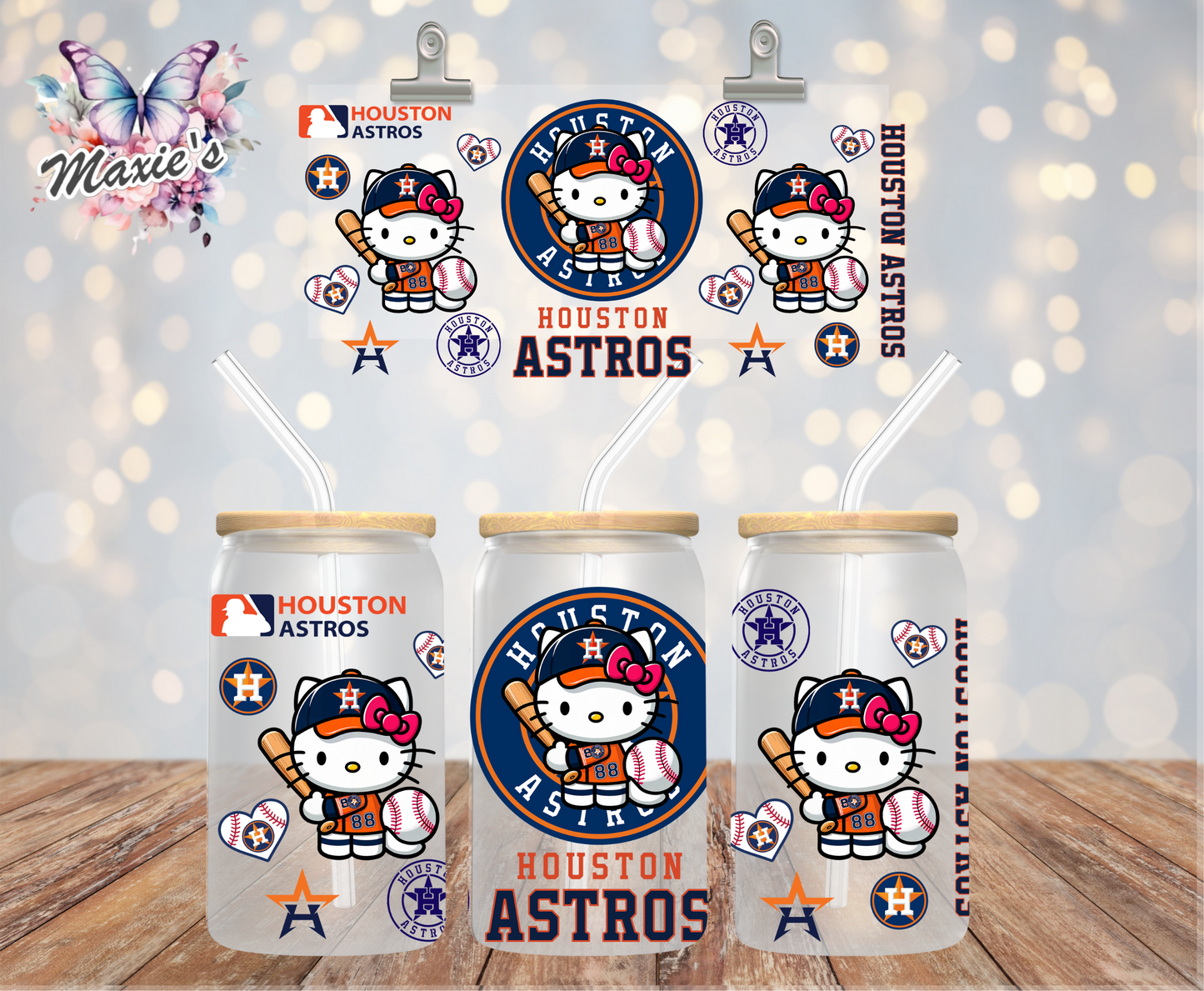 Houston Astros Baseball ⚾️ Hello-Kitty Graphic Deseign 16oz. UVDTF Cup Wrap