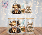 Iced Coffee Addict Cute Highland Cow Graphic Design 16oz. UVDTF Cup Wrap