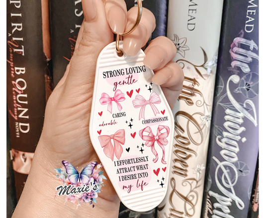 Pink Coquette 🎀 Self-love Affirmation UVDTF Motel Keychain Decal
