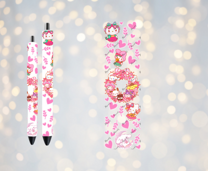 Pink Kawaii Friendship Graphic Design UVDTF Pen Wrap / Bookmark Decal