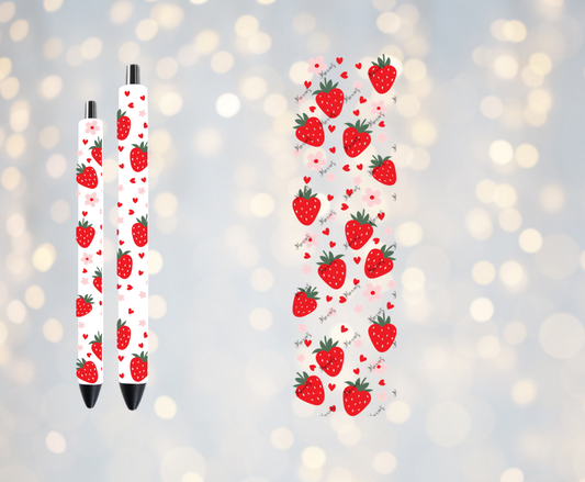 Sakura Flowers 🌸 & Strawberry 🍓 Theme UVDTF Pen Wrap/Bookmark Decal