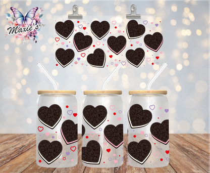 ✨️Double-Sided✨️ Heart ❤️ Shaped Oreo Cookie Theme 16oz. UVDTF Cup Wrap