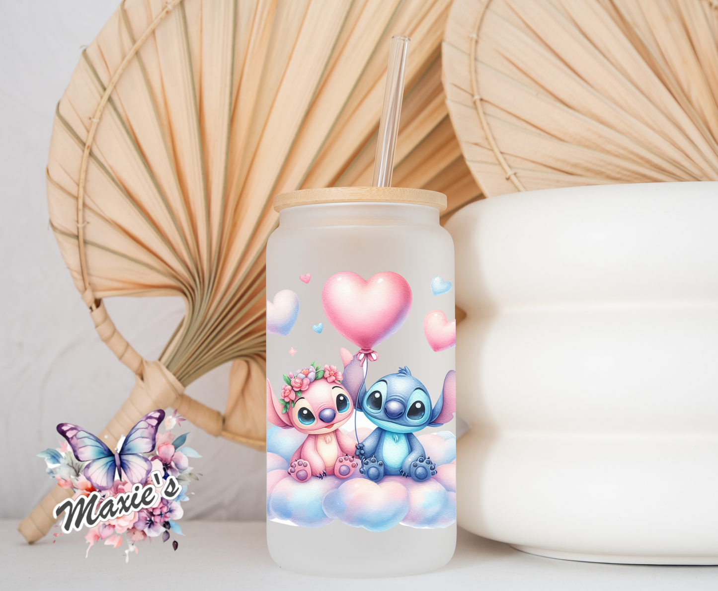 ✨️Double-Sided✨️ Stitch Love In The Cloud 💕 theme 16oz. UVDTF Cup Wrap