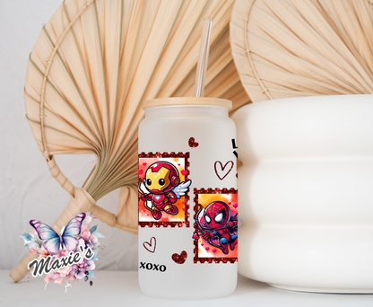 ✨️Double-Sided✨️ Valentine Super Hero Theme 16oz. UVDTF Cup Wrap