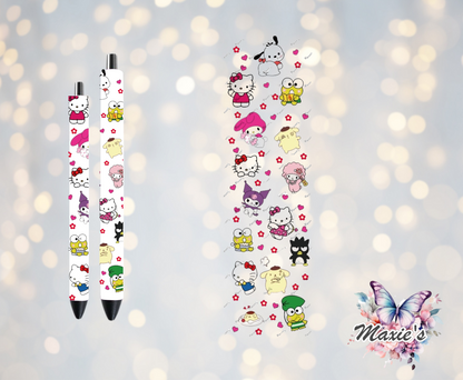 Kawaii Friends & Hello-Kitty Graphic Design UVDTF Pen Wrap/ Bookmark Decal