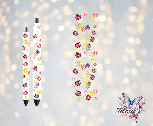 Lady Bugs & Daisy Theme Graphic UVDTF Pen Wrap/ Bookmark Decal