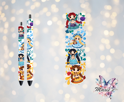 Talavera Princess Dolls Theme UVDTF Pen Wrap/Bookmark Decal