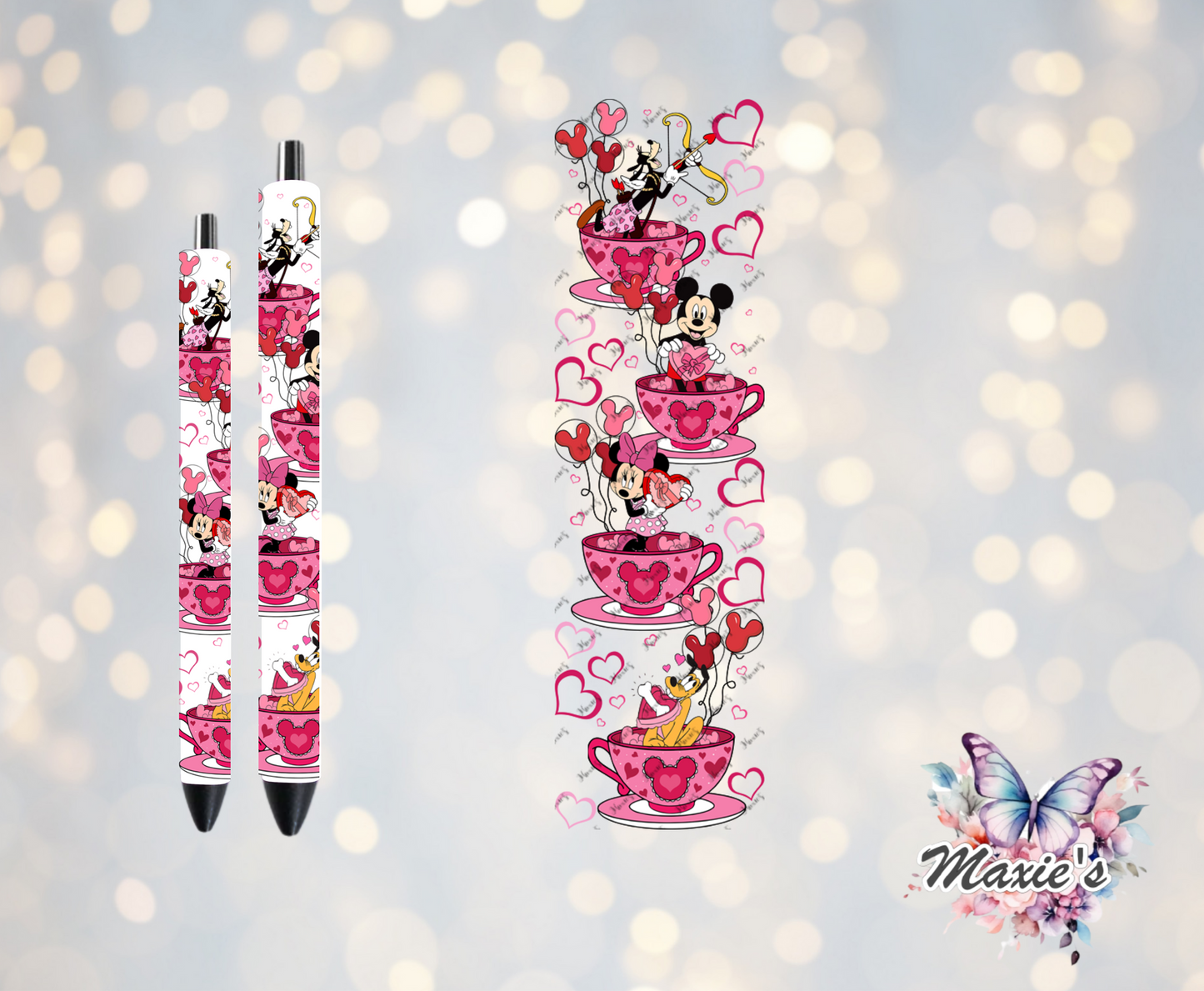 Lovely Teacup 🍵 ❤️  Mickey & Minnie UVDTF Pen Wrap/Bookmark Decal