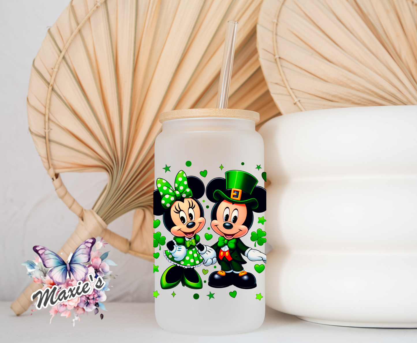 St. Patrick Theme Mickey & Minnie Graphic Design 16oz. UVDTF Cup Wrap