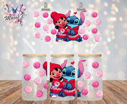 I Love U 🍭 Much Lilo & Stitch Graphic Design 16oz. UVDTF Cup Wrap