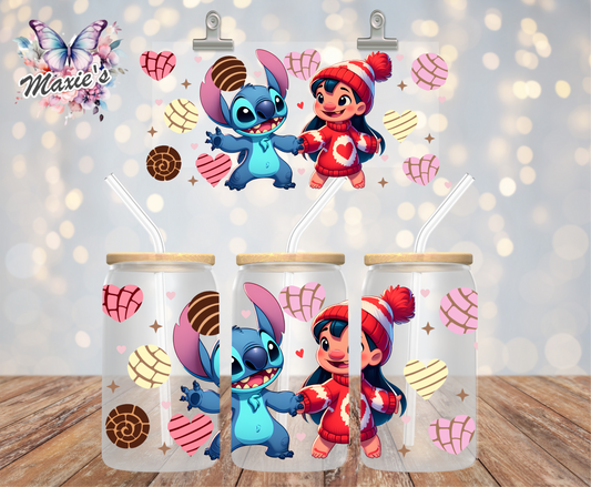 Lilo & Stitch Valentine Concha Theme Graphic Design 16oz. UVDTF Cup Wrap