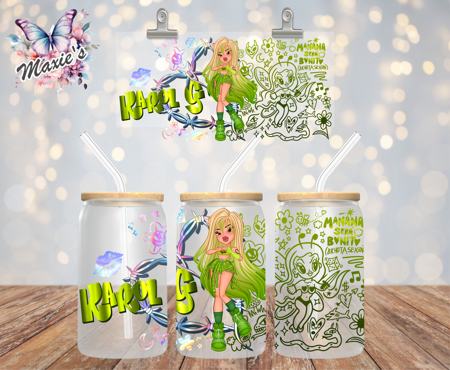✨️Double-Sided✨️ Monogram Karol G Graphic Design 16oz. UVDTF Cup Wrap