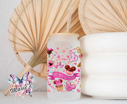 ✨️Double-Sided✨️ Be My Valentine Pink Valentine Mouse Theme 16oz. UVDTF Cup Wrap