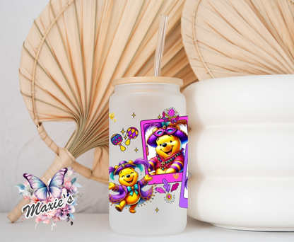 Mardi Gras Pooh bear Graphic Design 16oz. UVDTF Cup Wrap
