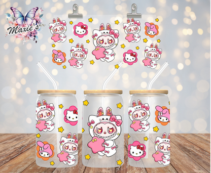 Hello Kitty Theme Labubu Graphic Design 16oz. UVDTF Cup Wrap
