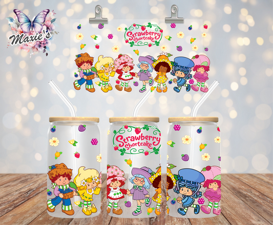 ✨️ Double  - Sided ✨️  Strawberry Shortcake Girls Graphic Design 16oz. UVDTF Cup Wrap