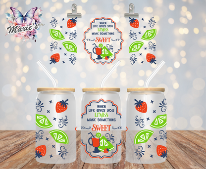 When Life Gives You Limes 🍋 Graphic Design 16oz. UVDTF Cup Wrap