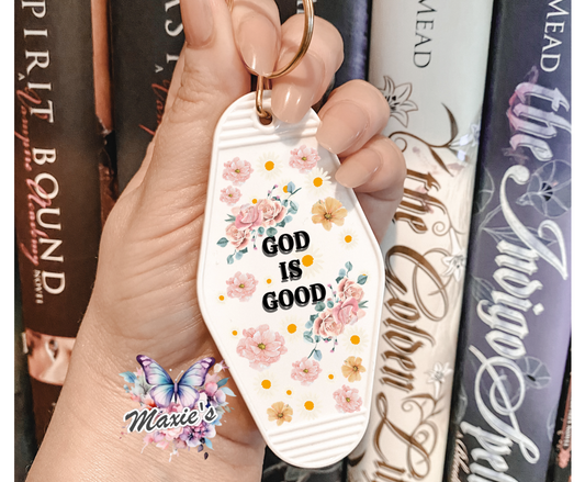 God Is Good Floral  Graphic Design UVDTF Motel Keychain Decal