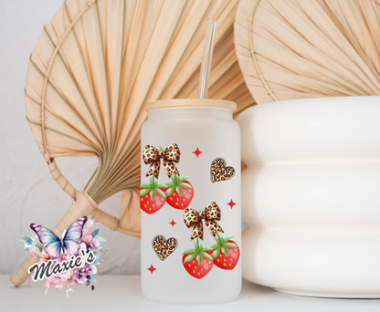 Leopard Hearts & Strawberries 🍓 Theme 16oz. UVDTF Cup Wrap