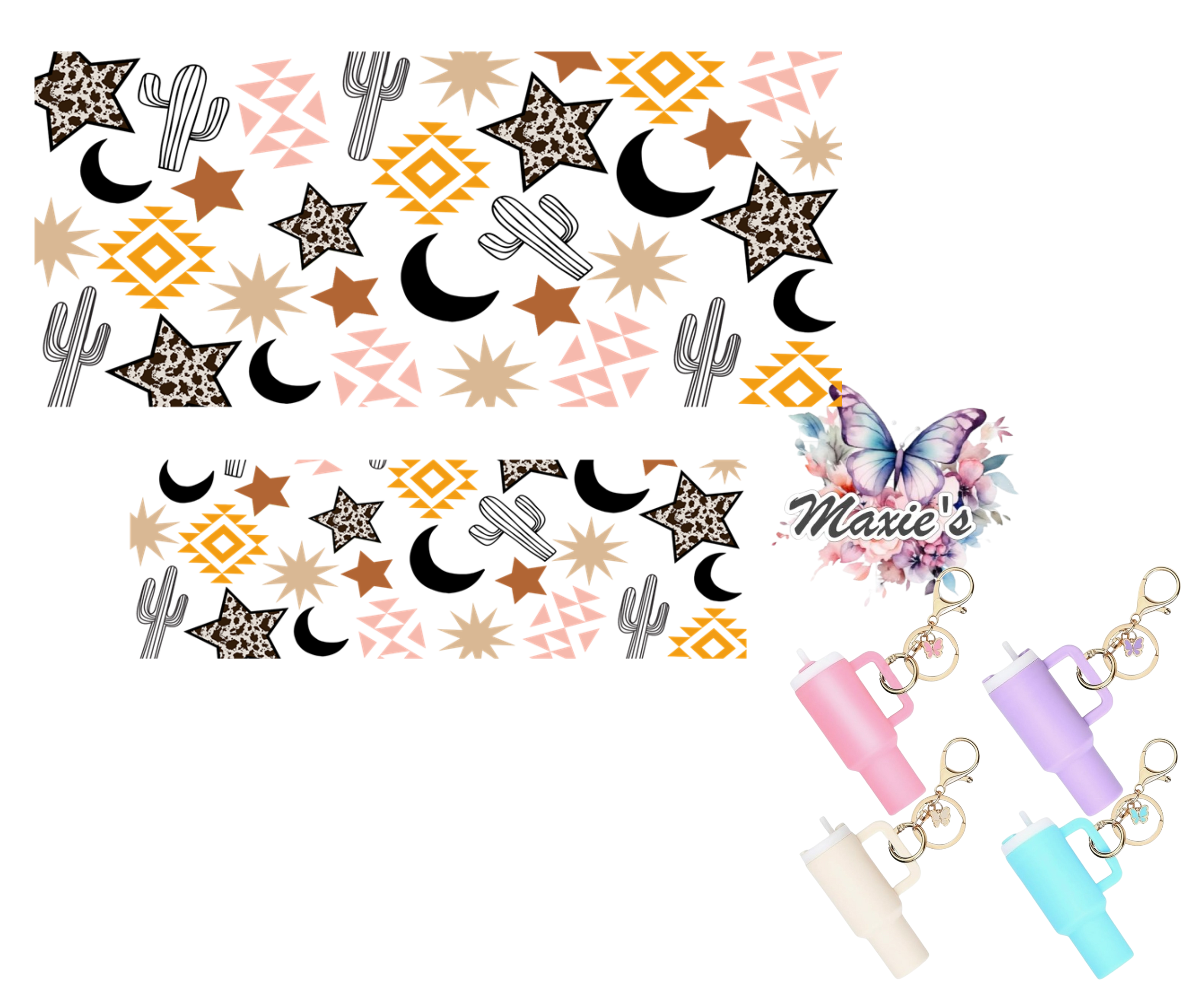 Western Aztec Theme UVDTF Mini Tumblr Keychain Decal – Maxie's