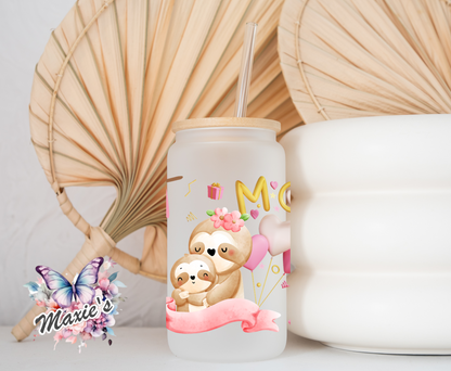 Super Mom Sloth & Baby Sloth 🦥 Graphic Design 16oz. UVDTF Cup Wrap