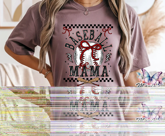 Baseball ⚾️ Mama Checkered Graphic Design DTF Transfer Print